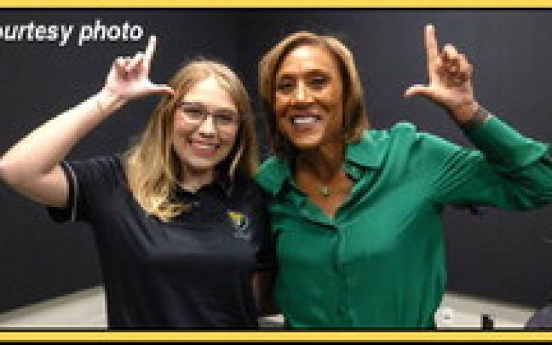 Darci Lourigan and Robin Roberts, co-anchor of ABC’s Qood Morning America, remind eueryone to “Lion Up!' Courtesy photo