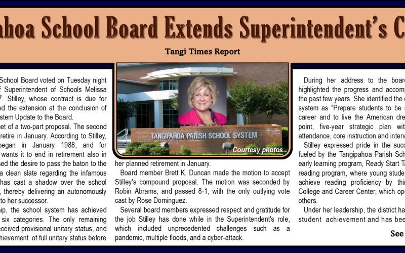 Tangipahoa School Board Extends Superintendent’s Contract