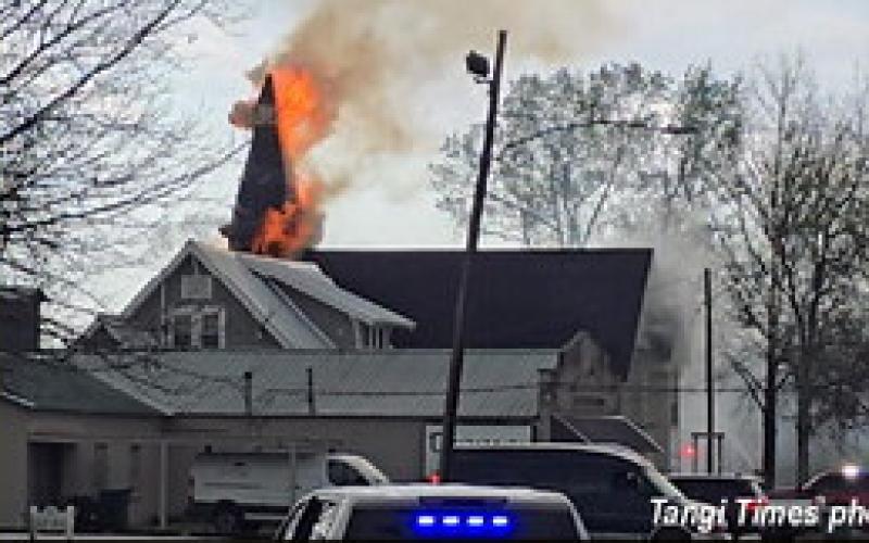 Twin Steeples Art Gallery Erupts in Flames