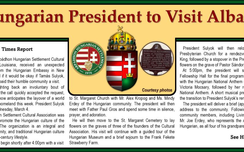 Hungarian President to Visit Albany