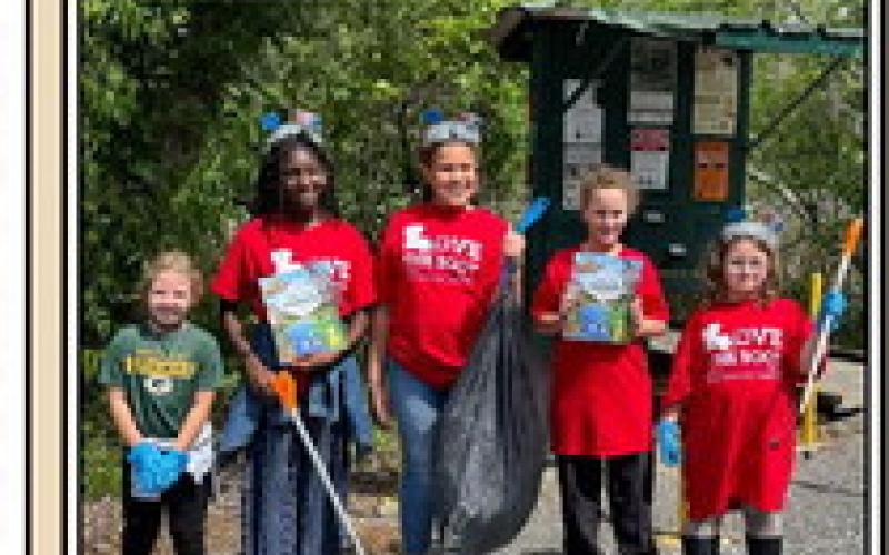 Members of Troop 30017 of Ponchatoula at the Joyce Wildlife Swampwalk for Love the Boot cleanup