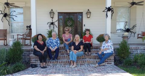 Julie and Matt Emmons received Garden of the Month honors for October from the Gardenettes. Shown are club members Vicky Fannaly, Ellen Pusey, Darnell Kimber chairman, Julie Emmons homeowner, Karen Hotard, Marilyn Wright. (Courtesy photo)