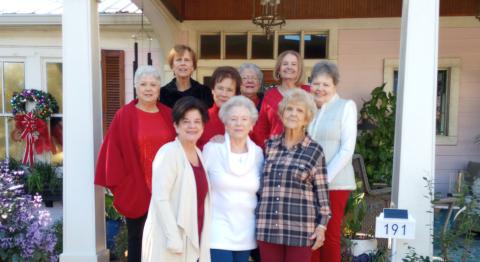 (Photo by Vicky Fannaly) Bottom row: Stacey Fabre, Linda Fabre, Garden of the Month chairman Marilyn Wright Behind: Gardenettes president Susan Pizani, Carol McGough, Virginia Hawkins, Ellen Pusey, Cynthia Cummer and Sandy Cusick