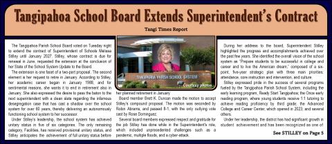 Tangipahoa School Board Extends Superintendent’s Contract