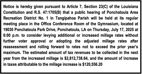 PARD MILLAGE NOTICE