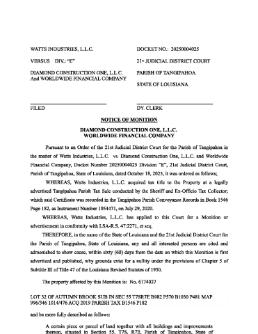Property - Diamond Contruction One LLC pg1