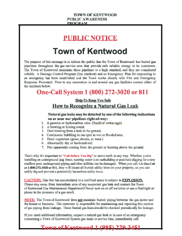 Kentwood - Natural Gas Leak