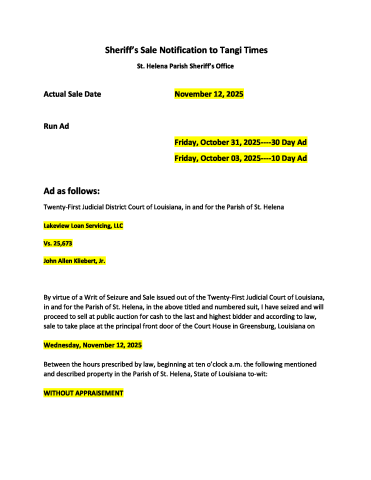 St. Helena Sheriffs Sale pg1