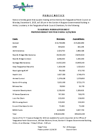 TPG Budget 2026