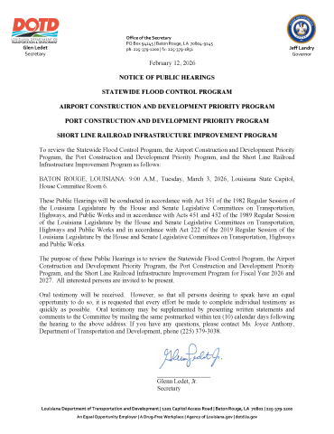 Public Hearing for DOTD