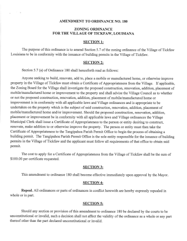 AMENDMENT TO ORDINANCE 180 p1
