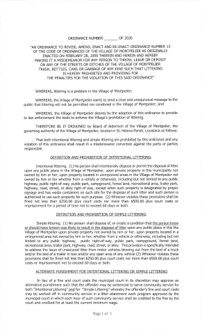 Village of Montpelier Litter Ordinance p1