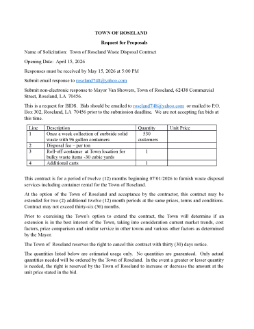 RFP - Waste Disposal Services   Pg1
