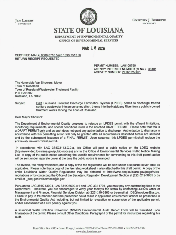 Roseland La Permit No   La0100790 pg01