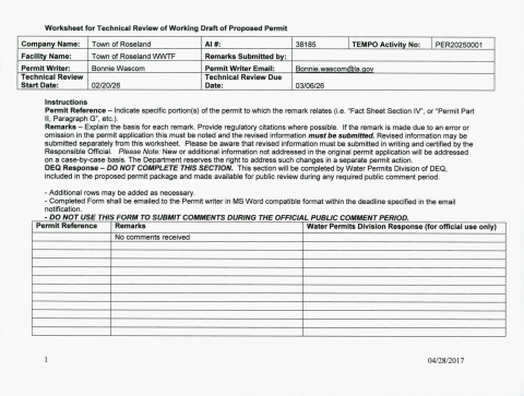 Roseland, La. Permit No.   LA0100790 pg58