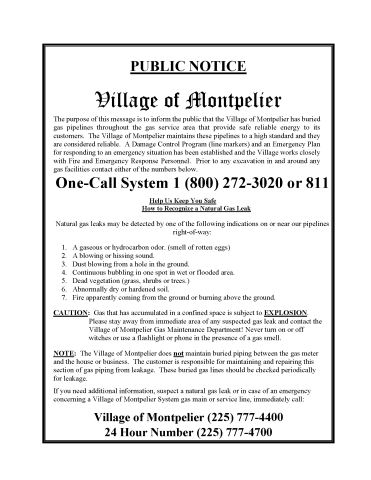 Montpelier Notice