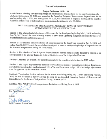 Independence Ordinance 2026-1138