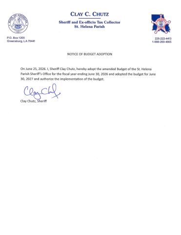 St. Helena Sheriffs Budget