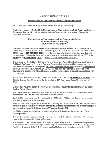 Renovations Charlie Overton Park pg1