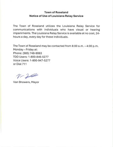 Roseland Use of Relay Service