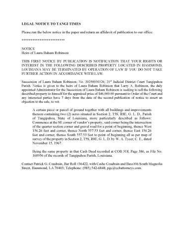 Legal Notice Laura Robinson