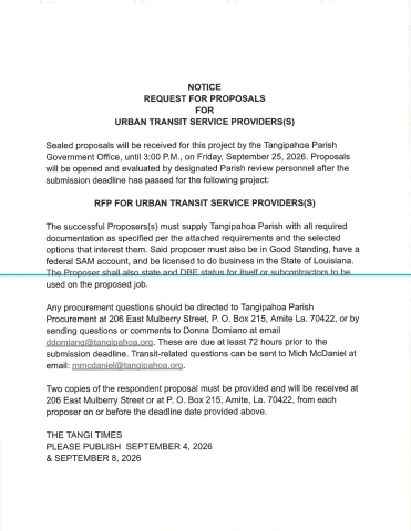 Request for Proposals - Urban Transit