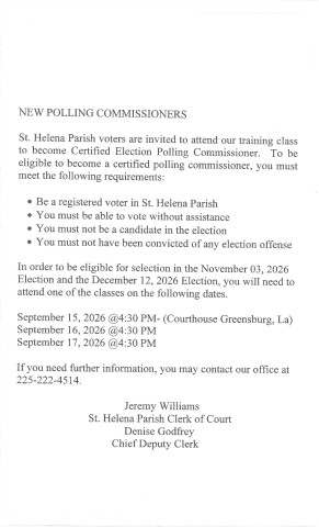 St.Helena Polling Commissioners