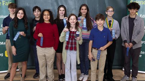 Winners at the 2024 Region 8 Science Fair Front row, from left: Finley Pounders, Northlake Christian School; Enis Barnes and Isabella Albritton, Southeastern Lab School; and Henry Daigle, St. Peter Catholic School Back row, from left: James Lockwood, Northlake Christian School; Adam Lorenzen, homeschool; Annabelle Traylor and Vivianna Pugh, Southeastern Lab School; Judah Fastring, Boyet Junior High School; and Jackson Watkins, Northlake Christian School.