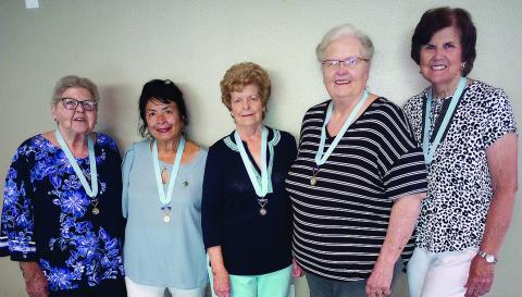 Kaycee Ladies officers installed for the 2024-2025 year include Recording Secretary Maureen Felder, Vice President Vicky Fannaly, President Cynthia Perrer, Treasurer Vickie Alexander, Corresponding Secretary Elaine Landry. ( Courtesy Photo)