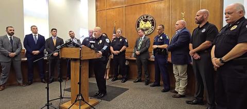 Hammond Police Chief Edwin Bergeron hosts a press conference to announce the new FORT task force to combat the epidemic of Fentanyl on our streets (Tangi Times Photo)