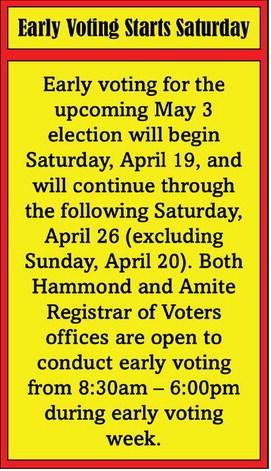 Early Voting Starts Saturday