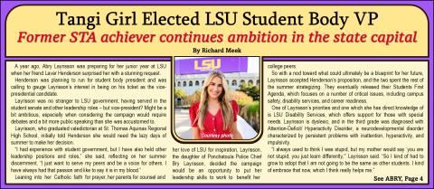 Tangi Girl Elected LSU Student Body VP