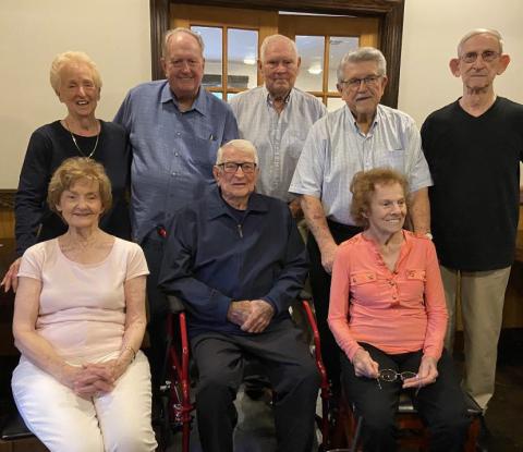 Pictured at the recent event are, left to right: (seated) Evelyn Murray Guidrey, Thomas Laird, Carolyn Corneille Hano, (standing) Evelyn Kraft Richard, Rev. Jack Palmer, Howell Hoover, A.J. “Bucky” Pusey, Earl Theriot. The group looks forward to 2025 and its 70-year reunion.