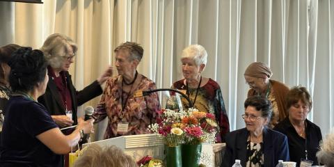 The prestigious Circle of Roses honors went to Gardenette Cricket Ayala at the Louisiana Garden Club Federation Inc. District VI Fall Meeting held at the Maritime Museum in Madisonville on October 23. Shown are District VI Director Vicky Fannaly, Circle of Roses Chairman Kathy Bedenbaugh, Ayala, Gardenette Delegate Margaret Bailey, and District VI officers Rachel Lanford, Elisa Tubbs and Ruth Delhomme.