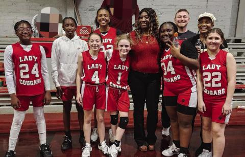 Back row, from left: Kayleigh White, Jaycee Sims, London Showers, Head Coach Daphne Felder, Coach Billy Gueldner, Victoria Showers. Front row, from left: Tinley Joiner, Natalie Arthur, Amira Johnson (Courtesy Photo)
