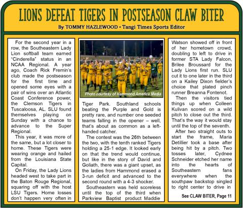 LIONS DEFEAT TIGERS IN POSTSEASON CLAW BITER