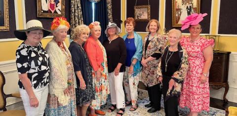 May Garden of the Month recipient Bridget Anderson, right, entertained Gardenettes with a Tea at the award presentation. Some Gardenettes attending were Sandy Cusick, Margaret Bailey, Marilyn Wright, Susan Pizani, Mary Hirsch, Carol McGough, Cynthia Cummer and Linda Farbe. Attending but not shown were Cricket Ayala and Vicky Fannaly. (Courtesy Photo)