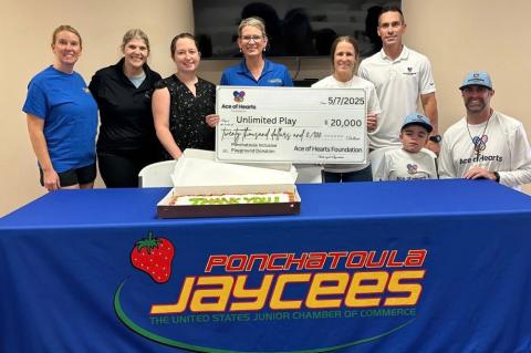 From left to right: Megan Edwards (Jaycee), Britany Williard (President of Jaycees), Macie Stafford (Jaycee), Shelley Matherne (Jaycee), Jessica Wilson (Ace of Hearts), Stephen Alexander (Ace of Hearts), Asher “Ace” Bergeron (Ace of Hearts), Trevor Bergeron (Ace of Hearts)* (Courtesy Photo)