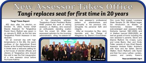 New Assessor Takes Office Tangi replaces seat for first time in 20 years