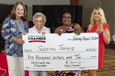 Pictured from left to right are Tangipahoa Chamber’s President and CEO, Melissa Bordelon; Tangipahoa Chamber’s #1 Ticket Seller, Frances Chauvin; winner of the $10,000 grand prize, Sabrina James; and Chairman of the Tangipahoa Chamber Board of Directors, Brandi Stevens. $10,000 Winner (All Photos Courtesy of Phillip Colwart Photography)