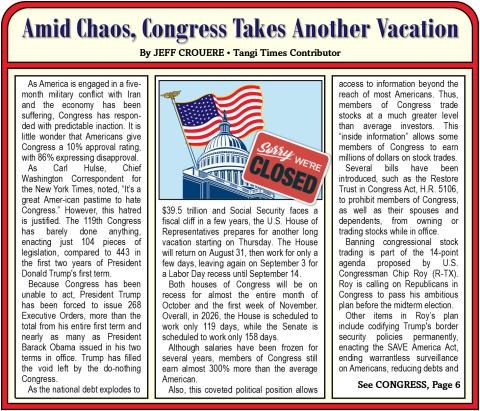 Amid Chaos, Congress Takes Another Vacation