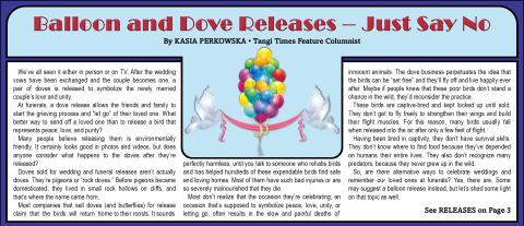 Balloon and Dove Releases - Just Say No