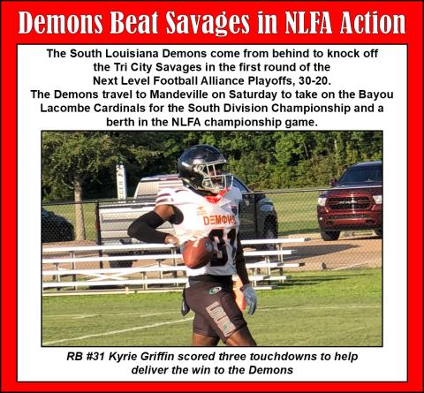 RB #31 Kyrie Griffin scored three touchdowns to help deliver the win to the Demons