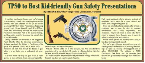 TPSO to host  Kid-friendly Gun  Safety Presentations
