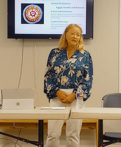 Gardenette Mary Hirsch presented an insight to the secret language of flowers in her talk on Floriography: The Language of Flowers to her club at their November meeting held at the Strawberry Board Building.