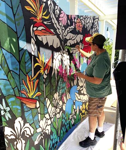 Artist Begins on Twin Steeples Mural
