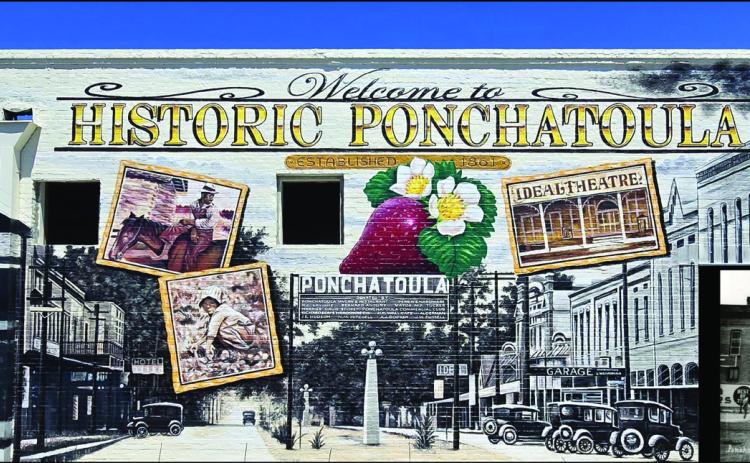 The new mural that welcomes people to the Ponchatoula historic district at 280 W. Pine Street This 1923 photograph provided the inspiration for Hans Geist’s new mural