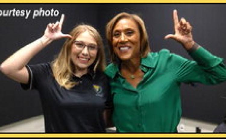 Darci Lourigan and Robin Roberts, co-anchor of ABC’s Qood Morning America, remind eueryone to “Lion Up!' Courtesy photo