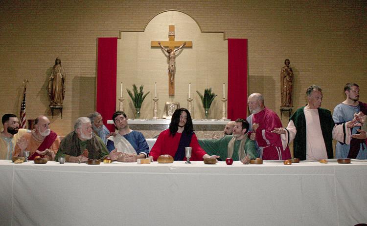 Photo from the 2024 The Last Supper production taken at Our Lady of Pompeii Church consisting of the men from the church. Lance Joiner portrayed Jesus.