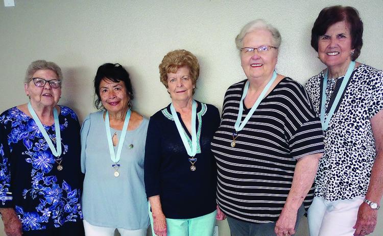 Kaycee Ladies officers installed for the 2024-2025 year include Recording Secretary Maureen Felder, Vice President Vicky Fannaly, President Cynthia Perrer, Treasurer Vickie Alexander, Corresponding Secretary Elaine Landry. ( Courtesy Photo)